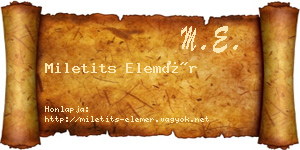 Miletits Elemér névjegykártya